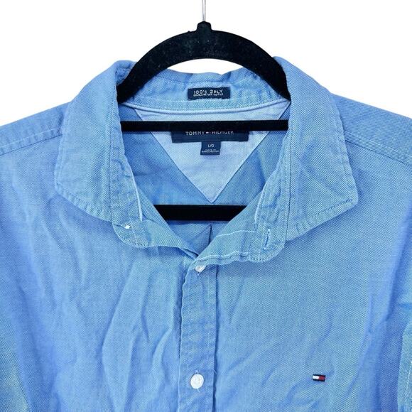 Tommy Hilfiger Button Up Long Sleeve Shirt 100s 2 Ply Double Retors men’s sz L - Picture 4 of 12